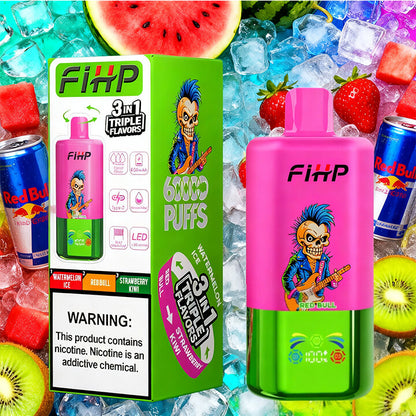 E-papieros FIHP 🚀 Jednorazowy e-papieros 3 w 1, dostępny w wielu smakach (60 000 zaciągnięć)