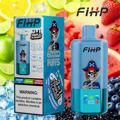 E-papieros FIHP 🚀 Jednorazowy e-papieros 3 w 1, dostępny w wielu smakach (60 000 zaciągnięć)