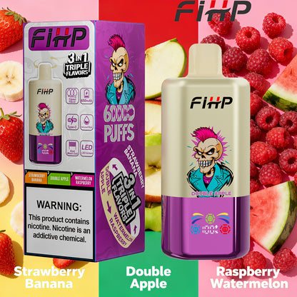 E-papieros FIHP 🚀 Jednorazowy e-papieros 3 w 1, dostępny w wielu smakach (60 000 zaciągnięć)
