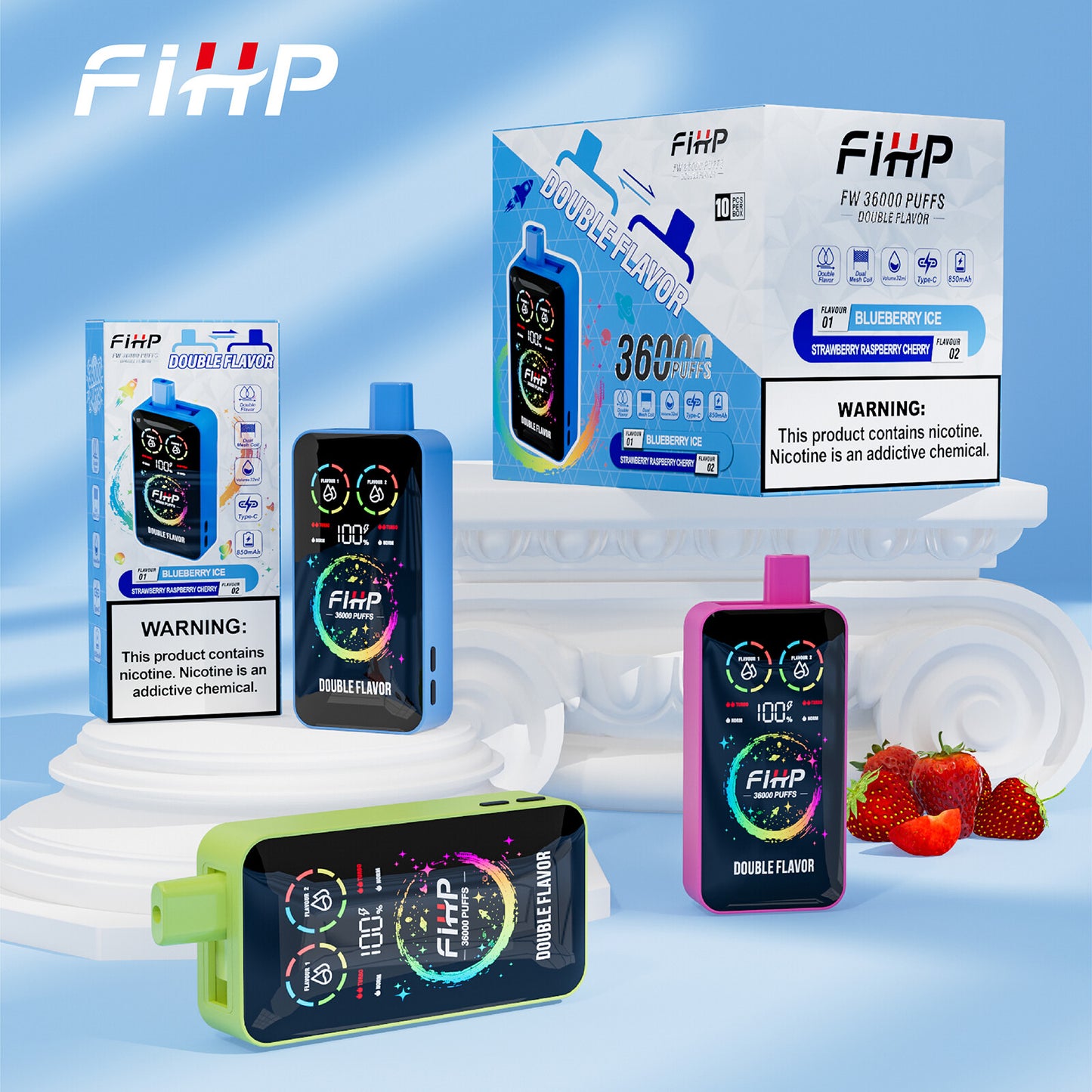 Papieros elektroniczny FIHP 🚀 Jednorazowy papieros elektroniczny o dwóch smakach (36 000 zaciągnięć)